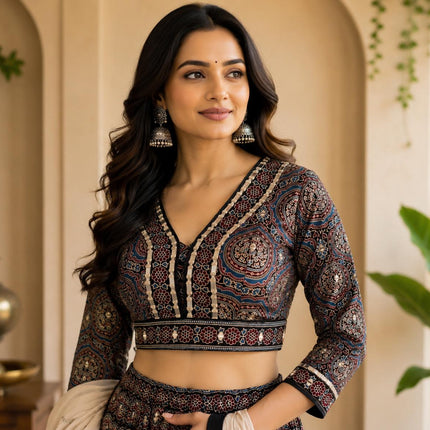 Designer Modal Silk Lehenga Set | Embroidered and Mirror work l