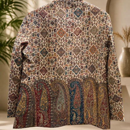 Mens Kani Jamawar Jodhpuri style Jacket, Woven Paisley . US sizes 38-48