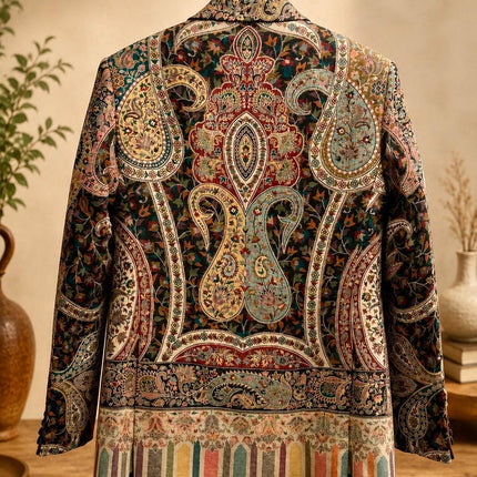 Mens Kani kalamkari Jamawar Jodhpuri style Jacket, Woven Paisley