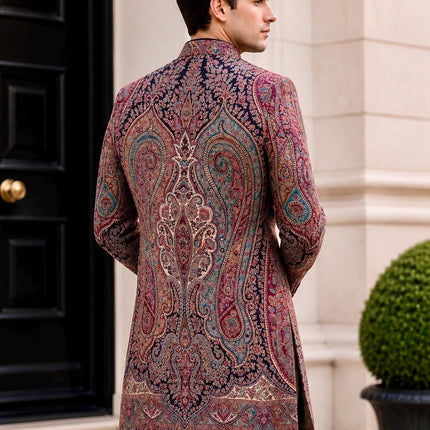 Mens Kani Jamawar Jodhpuri style sherwani - Indo western Jacket, Woven Paisley size 38,40