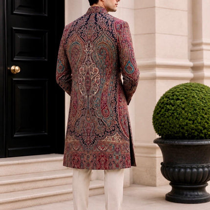 Mens Kani Jamawar Jodhpuri style sherwani - Indo western Jacket, Woven Paisley size 38,40