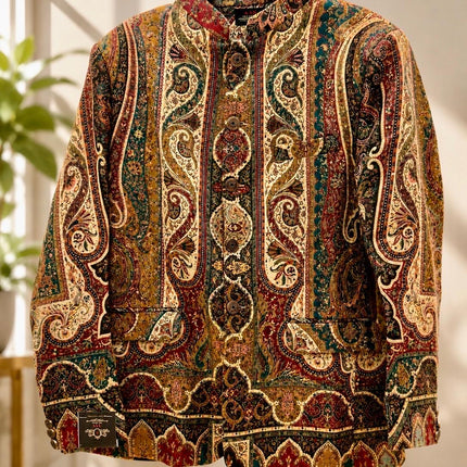 Mens Kani kalamkari Jamawar Jodhpuri style Jacket, Woven Paisley 42,44