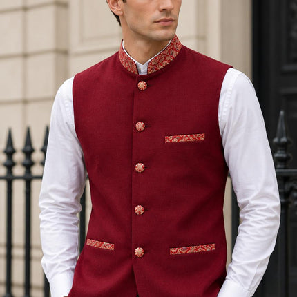 Mens Kani Pashmina Waistcoat, Woven , Indo western fusion jacket - 38