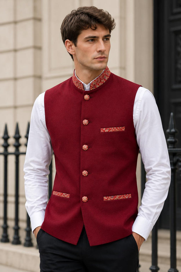 Mens Kani Pashmina Waistcoat, Woven , Indo western fusion jacket - 38