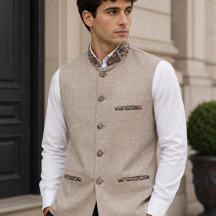 Mens Kani Pashmina Waistcoat, Woven , Indo western fusion jacket - 38