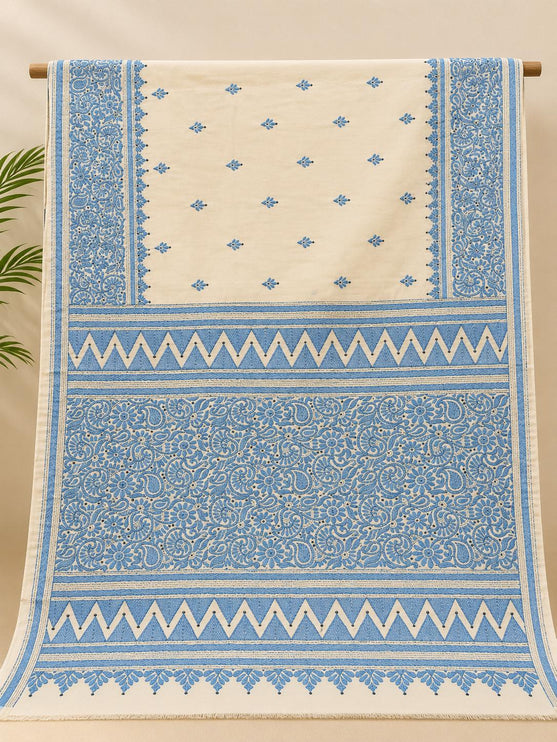SILK MARK CERTIFIED Handloom l Hand Stitched Kantha Saree |  Tussar Silk l Multi Thread Kantha stitc