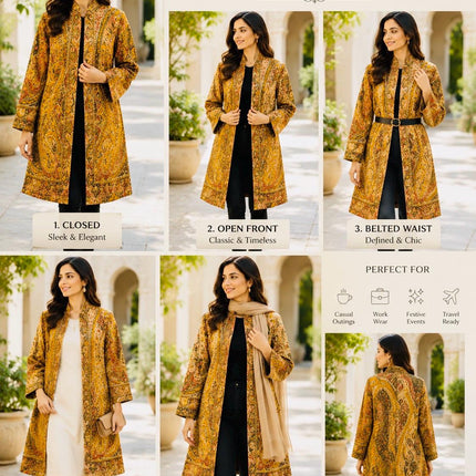 Kani Jamawar Wool Jacket | Kashmir Paisley Artwear Multiple Size-44