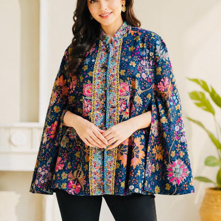 Cape style Kashmiri Kalamkari Jacket l Size-42 l  All season Cape l