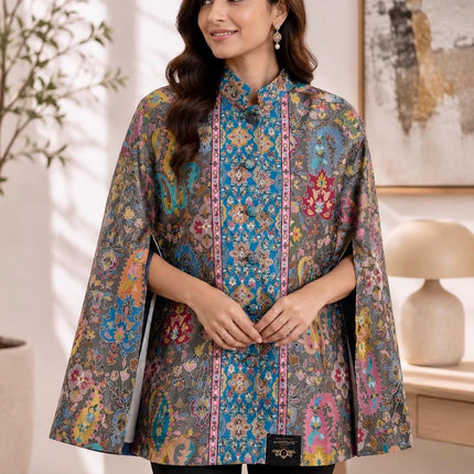 Cape style Kashmiri Kalamkari Jacket l Size-42 l  All season Cape l