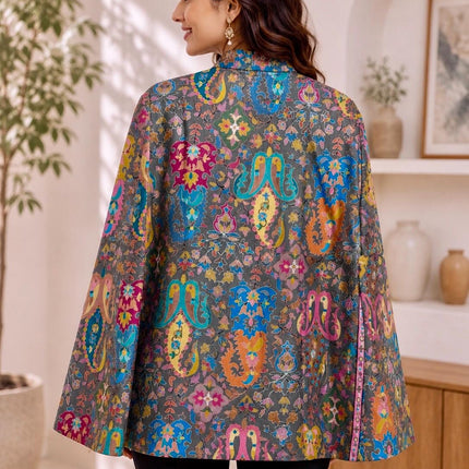 Cape style Kashmiri Kalamkari Jacket l Size-42 l  All season Cape l