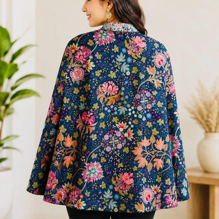 Cape style Kashmiri Kalamkari Jacket l Size-42 l  All season Cape l