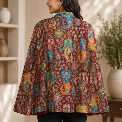 Cape style Kashmiri Kalamkari Jacket l Size-42 l  All season Cape l