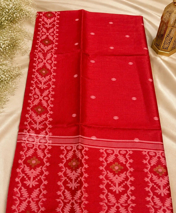 SILK MARK CERTIFIED Handloom l Jamdani Saree |  Tussar Silk  |