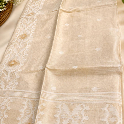 SILK MARK CERTIFIED Handloom l Jamdani Saree |  Tussar Silk  |