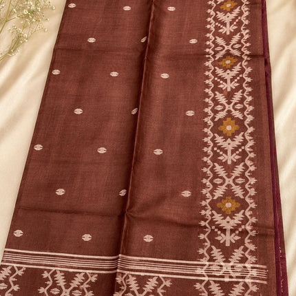 SILK MARK CERTIFIED Handloom l Jamdani Saree |  Tussar Silk  |