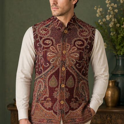 Kani Jamawar  MENS waistcoats, structured fit | Statement fashion wear| JKMW-502 - L