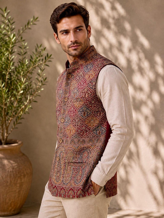 Kani Jamawar  MENS waistcoats, structured fit | Statement fashion wear| JKMW-502