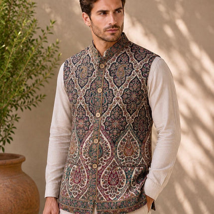 Kani Jamawar  MENS waistcoats, structured fit | Statement fashion wear| JKMW-502