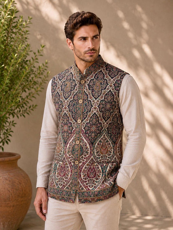 Kani Jamawar  MENS waistcoats, structured fit | Statement fashion wear| JKMW-502