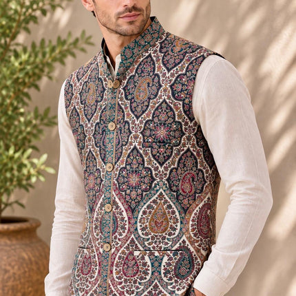 Kani Jamawar  MENS waistcoats, structured fit | Statement fashion wear| JKMW-502 - XL