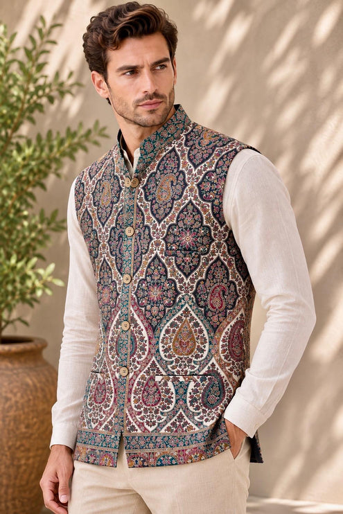 Kani Jamawar  MENS waistcoats, structured fit | Statement fashion wear| JKMW-502 - XL