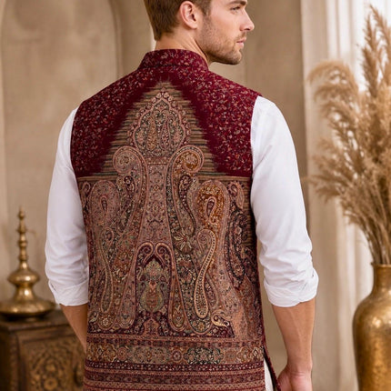 Kani Jamawar  MENS WOVEN PAISLEY waistcoats, structured fit | Statement fashion wear| Size-46