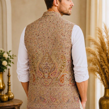 Kani Jamawar  MENS WOVEN PAISLEY waistcoats, structured fit | Statement fashion wear| Size-46