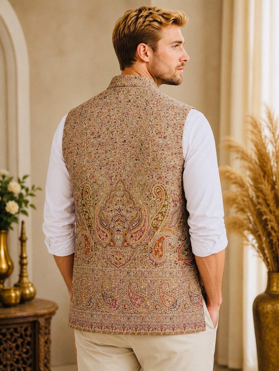 Kani Jamawar  MENS WOVEN PAISLEY waistcoats, structured fit | Statement fashion wear| Size-46