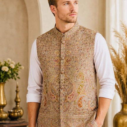 Kani Jamawar  MENS WOVEN PAISLEY waistcoats, structured fit | Statement fashion wear| Size-46