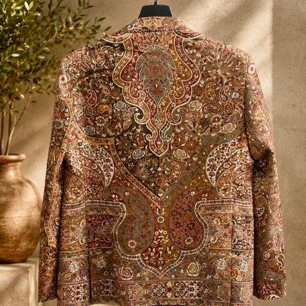 Mens Kani Jamawar Jodhpuri style Jacket, Woven Paisley . US sizes 38-46