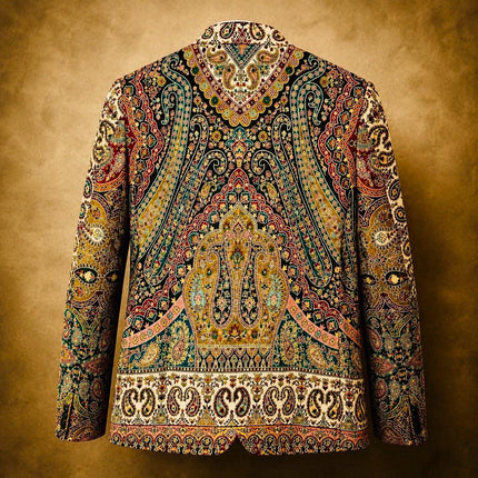Mens Kani Jamawar Jodhpuri style Jacket, Woven Paisley . US sizes 38-46