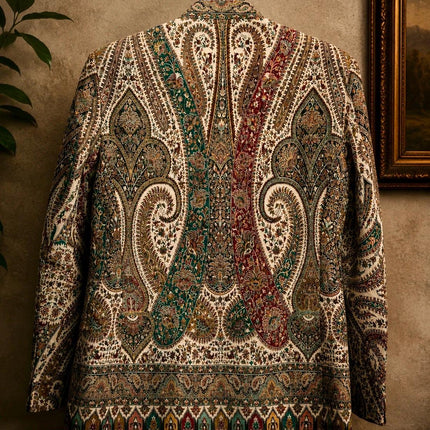 Mens Kani Jamawar Jodhpuri style Jacket, Woven Paisley . US sizes 38-44