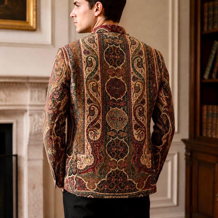 Mens Kani kalamkari Jamawar Jodhpuri style Jacket, Woven Paisley 42,44