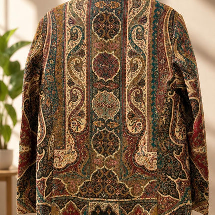 Mens Kani kalamkari Jamawar Jodhpuri style Jacket, Woven Paisley 42,44