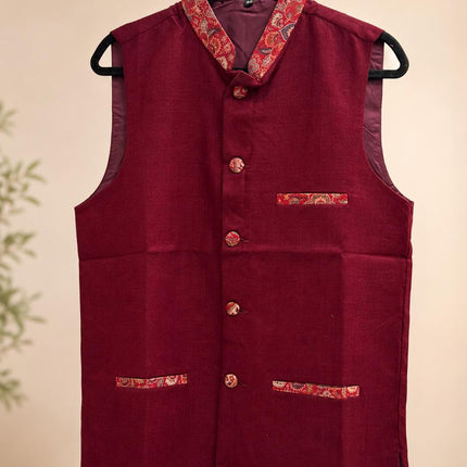 Mens Kani Pashmina Waistcoat, Woven , Indo western fusion jacket