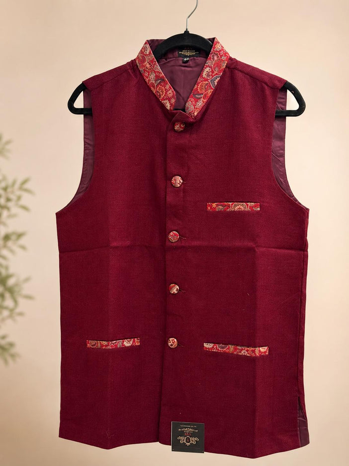 Mens Kani Pashmina Waistcoat, Woven , Indo western fusion jacket