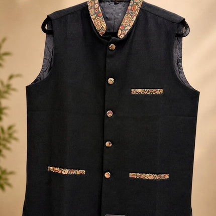 Mens Kani Pashmina Waistcoat, Woven , Indo western fusion jacket