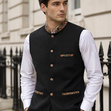 Mens Kani Pashmina Waistcoat, Woven , Indo western fusion jacket - 48