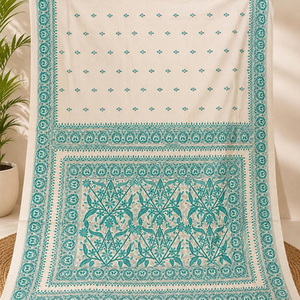 SILK MARK CERTIFIED Handloom l Hand Stitched Kantha Saree |  Tussar Silk l Multi Thread Kantha stitc