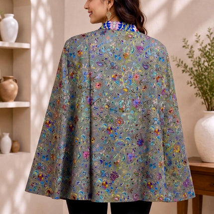 Cape style Kashmiri Kalamkari Jacket l Size-42 l  All season Cape l