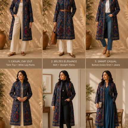 Long Jamawar Kani Work Jacket   | Kani work | Size-42