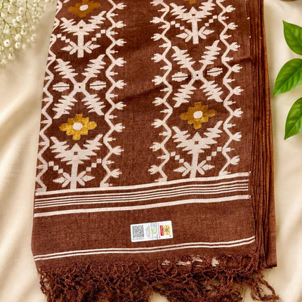SILK MARK CERTIFIED Handloom l Jamdani Saree |  Tussar Silk  |