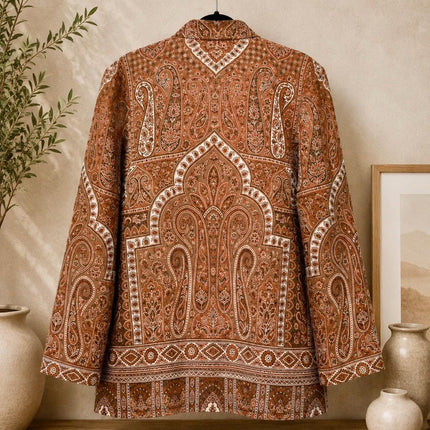 Kani Pashmina Jamawar Jacket, Women's Woven Paisley short Coat
