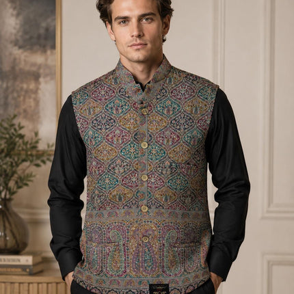 Kani Jamawar  MENS waistcoats, structured fit | Statement fashion wear| JKMW-502 - M