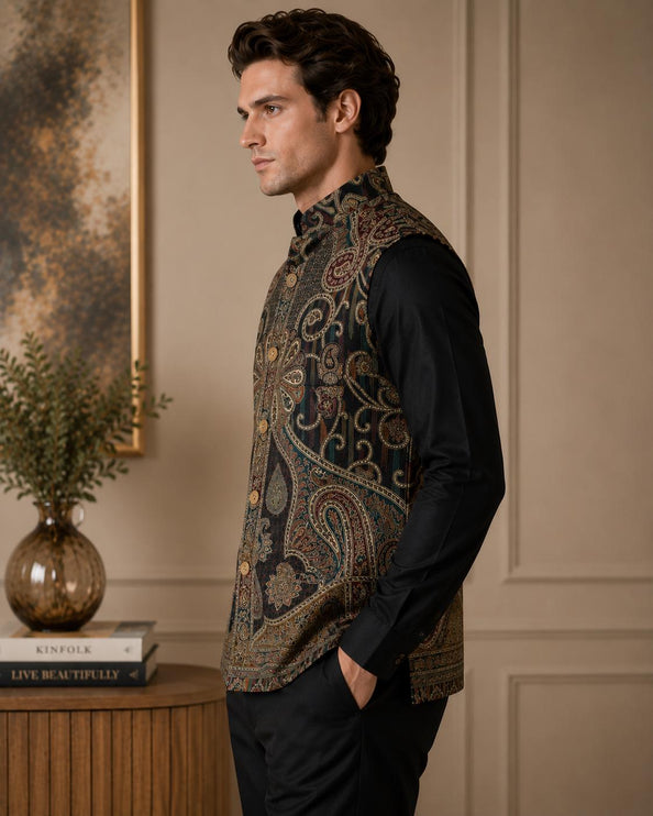 Kani Jamawar  MENS waistcoats, structured fit | Statement fashion wear| JKMW-502 size L