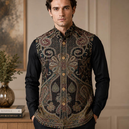 Kani Jamawar  MENS waistcoats, structured fit | Statement fashion wear| JKMW-502 size L