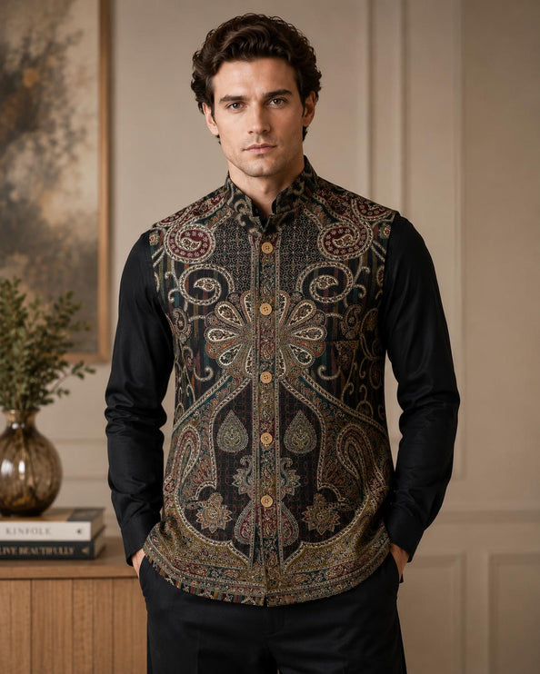 Kani Jamawar  MENS waistcoats, structured fit | Statement fashion wear| JKMW-502 size L