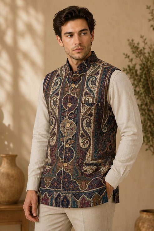 Kani Jamawar  MENS waistcoats, structured fit | Statement fashion wear| JKMW-502 - 3xl