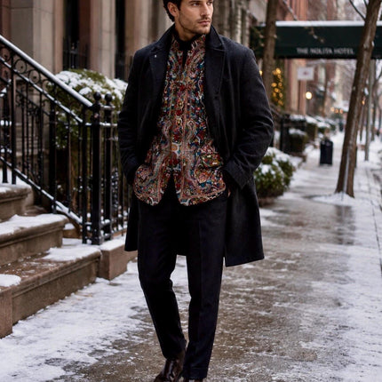 Mens Kani Pashmina Jamawar Jodhpuri style Jacket, Woven Paisley