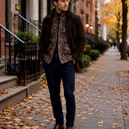 Mens Kani Pashmina Jamawar Jodhpuri style Jacket, Woven Paisley